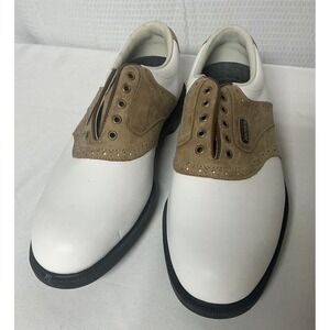 Footjoy Women's Dryjoys Aquaflex Leather System Golf Shoes Size 9M White & Taupe